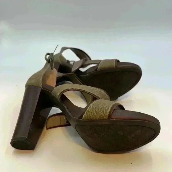 Worthington 4” chunky heel, open toe, size 9 olive/brown with ankle buck… - Picture 7 of 7